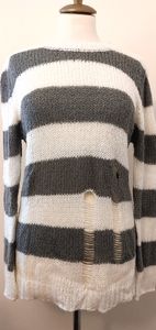 Distressed striped sweater
